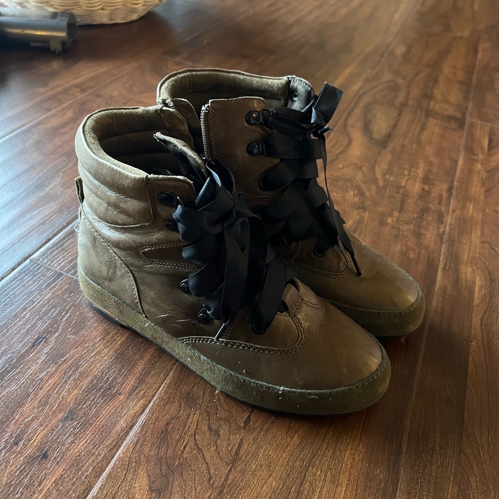 Anthropologie Kelsi Dagger Mari Boots Size 6 Brown Olive Leather
